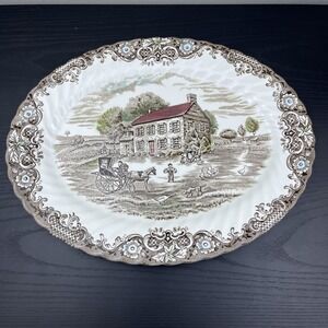Johnson Brothers Heritage Hall Brown Penn Fieldstone 12" Oval Serving Platter